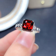 Fashion Luxury Four Claw Square Red Gem Ring Silver Plated Opening Adjustable Ring Ladies Engagement Wedding Jewelry 2024 - buy cheap