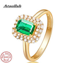 Ataullah-anillos de piedras preciosas de Esmeralda Natural para mujer, de Plata de Ley 925, chapado en oro de 18k, anillo de boda, joyería fina para regalo RW115 2024 - compra barato