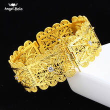 Flowers Large Bracelet for Women,Gold Color Muslim Islam Middle East Bangle Flower Big Bangle with Spring GP Jewelry Trendy 2024 - buy cheap