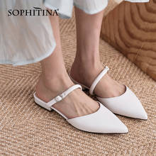 SOPHITINA-Zapatillas informales de piel auténtica para mujer, zapatos de tacón bajo con punta en pico, para exteriores, DO424 2024 - compra barato