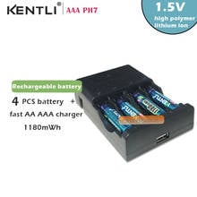 4pcs 1.5v 1180mWh AAA rechargeable polymer lithium battery + Fast AA AAA charger set 2024 - buy cheap