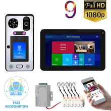 9" Touch Screen Wifi Wireless Face Recognition Fingerprint IC Video Door Phone Doorbell Intercom System with Wired 1080P Camera 2024 - buy cheap