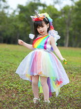 JYZCOS Rainbow Unicorn Colorful Prince Costume for Girls Skirt Cute Fancy Dress for Halloween Purim Cosplay Birthday Party Gifts 2024 - buy cheap