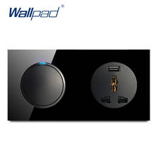 Wallpad 1 Gang 2 Way With MF Socket USB Charger Wall Light Switch With LED Indicator Crystal Glass Panel 2024 - buy cheap
