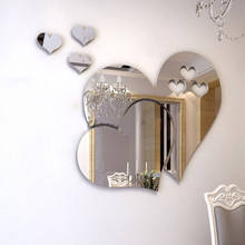 3D зеркало настенная наклейка в виде сердца съемный DIY настенная живопись номер домашнего декора съемный 3D Стикеры творческий стикер в виде сердца на стену Стикеры 2024 - купить недорого