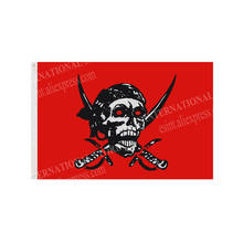 Bandera de pirata roja, 90x150cm, 3x5 pies, película de dibujos animados, clavos de Metal de latón, agujeros, ojales, decoración de interior y exterior 2024 - compra barato