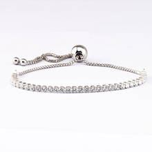 Pulsera de plata esterlina 925 auténtica para mujer, brazalete brillante de circonia cúbica transparente, joyería fina artesanal, venta al por mayor 2024 - compra barato