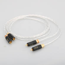 Par de cabo de interconexão rca banhado a prata, cabo hi-fi estéreo de áudio, cabo analógico rca para rca, fones de áudio hifi para cd/amp 2024 - compre barato