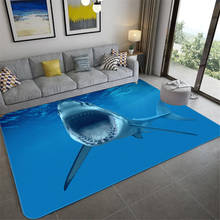 Alfombrilla con patrón de tiburón 3D para dormitorio, alfombra grande de animales marinos para sala de estar, Material de esponja, para habitación de niños 2024 - compra barato