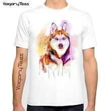 Watercolour Brown Husky Profile Portrait Print T-Shirt New Summer Fashion men's T Shirt High Quality Casual Tops Hipster Tees 2024 - buy cheap