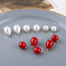 10pcs 8/10mm Red White Round Water Drop Limitation Pearls Charms For DIY Jewelry Making Earring Jewelry Accessories 2024 - buy cheap