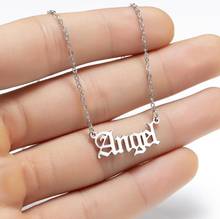 Hfarich Ancient Old English Angel Letter Necklaces for Women Girls Stainless Steel Initial Letter Pendant Necklace DIY Choker 2024 - buy cheap