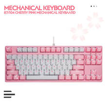 Teclado mecânico 108/87 teclas flor de cerejeira rosa jogo jogo azul vermelho marrom para tablet desktop 2024 - compre barato