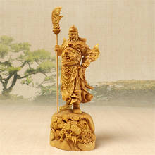 18CM guan gong wood Figurines Hand Carved Collect Wealth God Guan yu Sculpture Gift Wood Statue Home Decoration 2024 - buy cheap