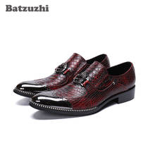 Zapatos de lujo de estilo italiano para Hombre, calzado de vestir de cuero genuino, sin cordones, color vino tinto, para fiesta y boda 2024 - compra barato