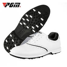 Pgm sapatos de golf para homens, à prova d'água, antiderrapante, respirável, sapatos esportivos, couro macio, calçados de golf para treinamento 2024 - compre barato