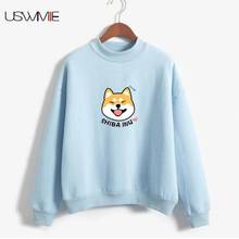 Sudadera con capucha Kawaii para mujer, ropa Harajuku gruesa de felpa, cuello de pie, manga larga, informal, Color sólido impreso, novedad de 2020 2024 - compra barato