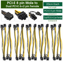 Adaptador divisor de Cable de alimentación para tarjetas gráficas, divisor de Cable de 8 pines a Dual 6 + 2 pines macho PCI-E PCIE GPU, GPU de 20cm de longitud, 1 ud. 2024 - compra barato