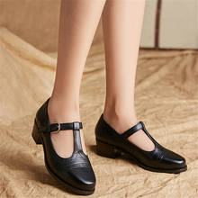 Sapatos vintage de salto alto com tornozelo t-strap, calçado feminino de salto grosso para meninas, sapato de salto alto 2024 - compre barato