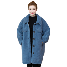 Casaco de pelúcia de corvino feminino, plus size, outono inverno, médio longo, novo, fashion, solto, grosso, quente, parka, sobretudo para mulheres 2024 - compre barato