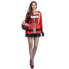 Disfraz de Caperucita roja para mujer, disfraz de Halloween para adultos, Carnaval, cuento de hadas, vestido de talla grande + capa + guantes 2024 - compra barato