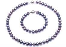 10mm gray black real pearl Women Jewelry set necklace bracelet  AAA Cultured freshwater pearl 2024 - buy cheap