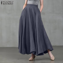 Zanzea saia feminina, elegante, de cintura alta, sólida, para primavera, casual, longa, jupe, para festa na rua 2024 - compre barato