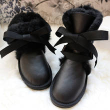 Top Fashion Genuine Sheepskin Leather Snow Boots Waterproof Winter Boots 100% Natural Fur Warm Wool Women Boots Non-slip Shoes 2024 - buy cheap