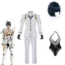Disfraz de JoJo's Bizarre Adventure para hombre, traje de Anime, de viento dorado, para Halloween, con encaje y peluca superior 2024 - compra barato