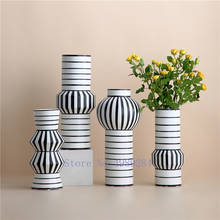 Vaso de cerâmica, preto e branco, arranjo de flores abstratas, geométrico, hidroponia, vaso de flores, decoração moderna para casa 2024 - compre barato