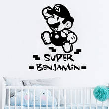 Pegatinas de vinilo para pared de Super Mario, nombre de pareja, decoración artística para habitación de niños, decoración de habitación de niños, calcomanía, póster Mural 2024 - compra barato