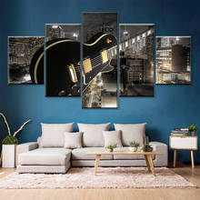 HD Printing Modern 5 Panel Guitar Music Picture Painting Living Room Wall Artist Residence Decorative Canvas Modular Poster 2024 - buy cheap