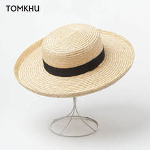 TOMKHU Women Elegant Roll Up Brim Summer Straw Hat Outdoor Wide Brim Sun Hats for Ladies Black Band Fedora Beach Boater Hat 2024 - buy cheap