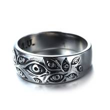 Vintage Punk Carved Eyes Mens Ring Finger Jewelry Hip Hop Rock Culture Ring Unisex Women Male Party Metal Rings Accessories 2024 - купить недорого