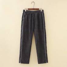 Plus Size Women's Corduroy Pants Elastic Waist Casual Straight Ankle Pants 2024 - buy cheap