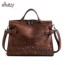 Herald Fashion Rivet Vintage Female Handbag Quality Leather Messenger Bag Women Shoulder Bag Larger Top-Handle Bags Travel Bag 2024 - buy cheap