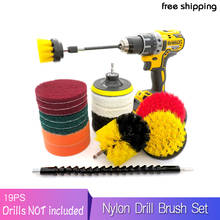 19Pcs Nylon Drill Brush Set For sofa, kitchen, bathroom Scrubber Brush Scouring and Scrub Pads All Purpose Cleaner 2024 - buy cheap
