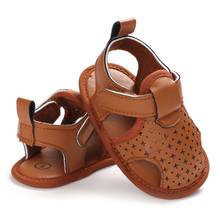 Sandália para bebê recém-nascido, sapato de couro com sola macia para meninos e meninas, sapatos de verão para bebês prewalker, 0-18m 2024 - compre barato