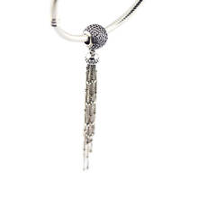 Enchanted Tassel Pendant Clear CZ Charm Fits European Woman DIY Bracelets original sterling silver Beads For Jewelry Making 2024 - buy cheap