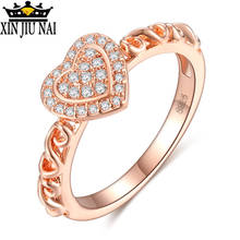 Anillo con incrustaciones de diamantes austriacos para mujer, joyería de circonia cúbica de Color oro rosa, anillos románticos de boda, anillo de corazón de cristal para mujer 2024 - compra barato