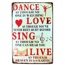 Vintage Retro Wall Decor Tin Signs,Dance Love Sing Live Decorative Metal Sign for Home,Pub,Cafe and Hotel(8 x 12 inches) 2024 - buy cheap