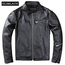 High Quality 100% Sheepskin Real Leather Jacket Men Stand Collar Genuine Leather Motorcycle Biker Jacket Male Slim Short Coat 2024 - buy cheap