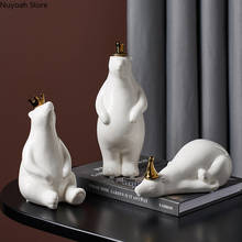 White Ceramic Polar Bear Ornaments Creative Animal Crafts Statue Modern Abstract Art Living Room Home Decoration Accessories 2024 - buy cheap