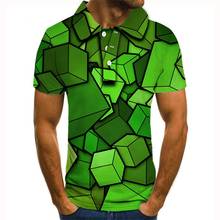 2020 nepolo homme Mens Polo Shirt Brands Summer Short Sleeve Fashion Casual Slim Green cube Printed Polo Men Jerseys Tops 2024 - buy cheap