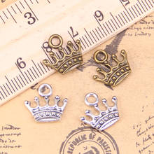 30 pçs encantos coroa 13x14mm pingentes antigos, vintage tibetano jóias de prata, diy para pulseira colar 2024 - compre barato
