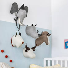 INS скандинавский стиль 3D Животные голова слон, носорог лошадь собака фаршированные настенные подвесные украшения для девочек Декор для комнаты подарки для малышей 2024 - купить недорого
