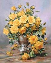 Yellow rose vase cross stitch package big bloom 18ct 14ct 11ct cloth cotton thread embroidery DIY handmade needlework 2024 - buy cheap