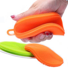 Multifunctional silicone dishwashing brush is not easy to stick to oil kitchen brush pots and bowls household cleaning artifact 2024 - buy cheap