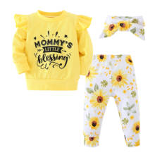 3pcs/set Newborn baby girl clothes Cotton long sleeve T-shirt and Floral printed trousers and Headband baby girl clothing set 2024 - buy cheap