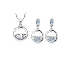 Conjuntos de joias de prata esterlina 925, em formato redondo, colar gota de água de zircônia + brincos para presente feminino 2024 - compre barato